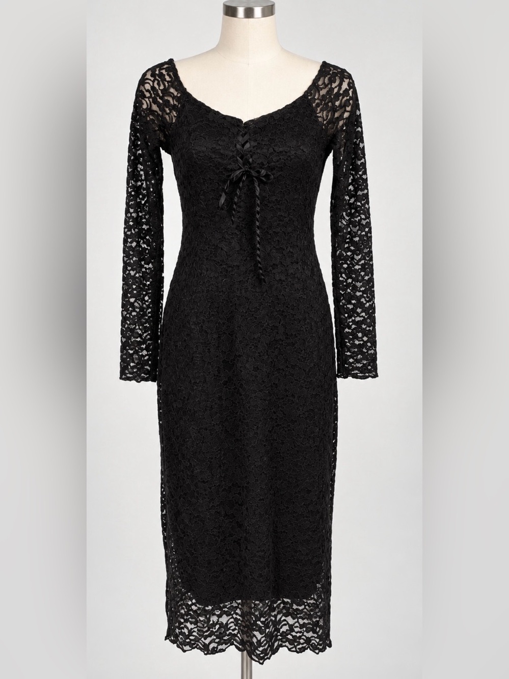 Kirious Whimsigoth Dress Medium Black Velvet & Lace Burnout Dark Romantic Witchy